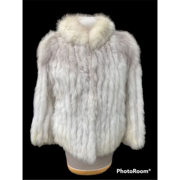 Saga Furs Jackets & Blazers - Saga Fox Stroller Coat. Size M.  White/Silver Fox.  Mandarin Collar.Side Pockets